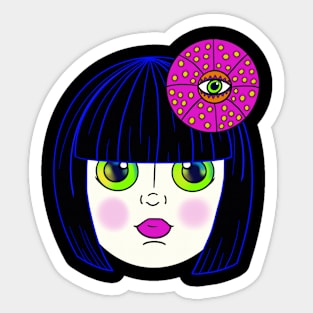 Yayoi Kusama Inspired Baby Doll-Black Hair Sticker